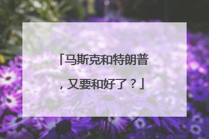 马斯克和特朗普，又要和好了？
